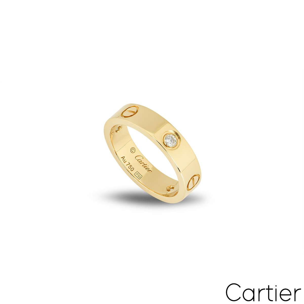 Cartier Yellow Gold Half Diamond Love Ring Size 50 B4032400 Cartier Yellow Gold Half Diamond Love Ring Size 50 B4032400